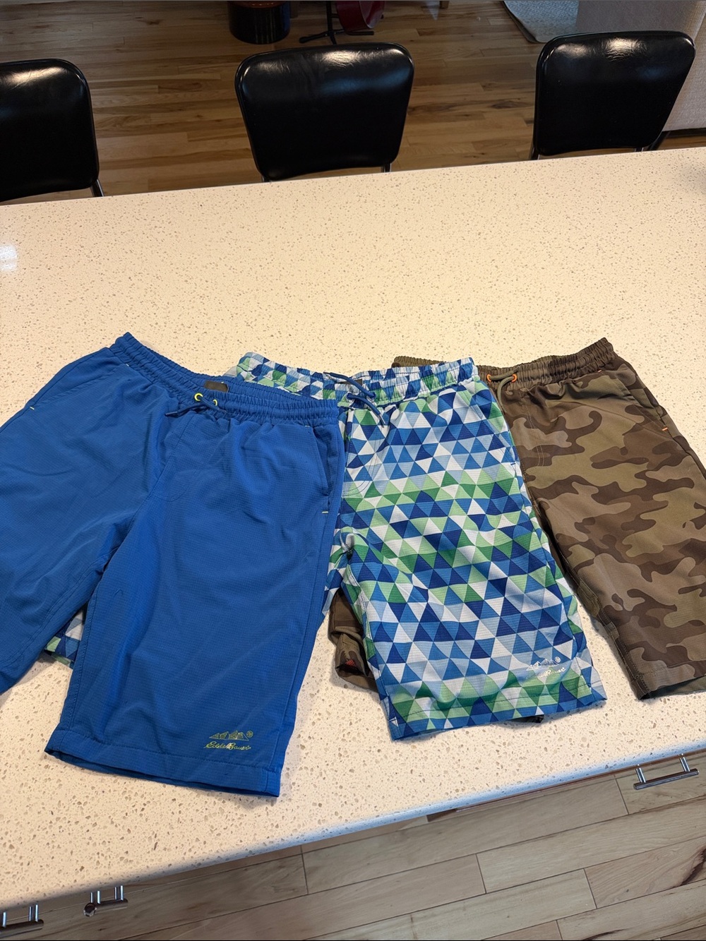 Boys Blue Geometric & Camo Swim Shorts - Pack of 3